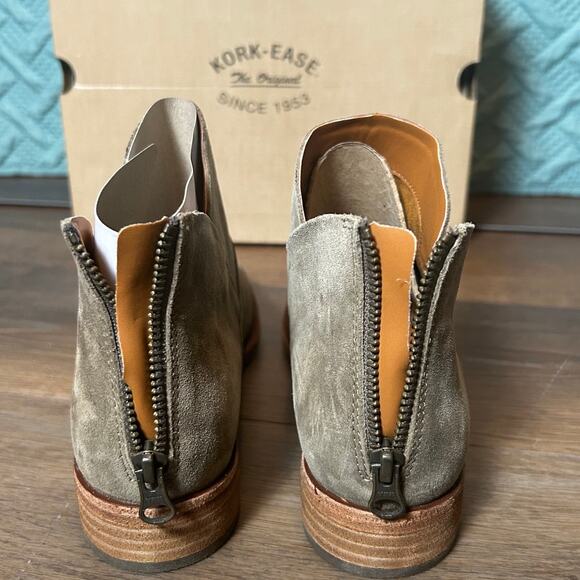 KORK EASE Pewter Women's Zip Back Ankle High Boots Leather Upper NEW in Box - Picture 7 of 12